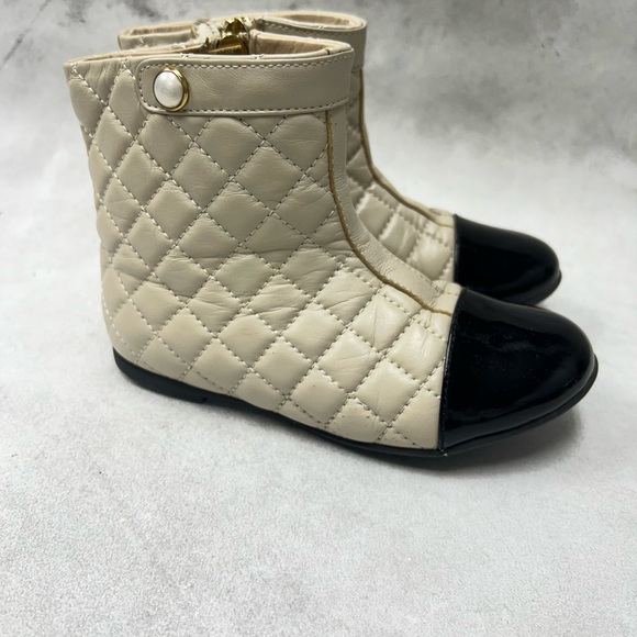 Luxelim sz 27 Sorellina black beige / quilted leather Boots  toddler girl - Picture 4 of 10
